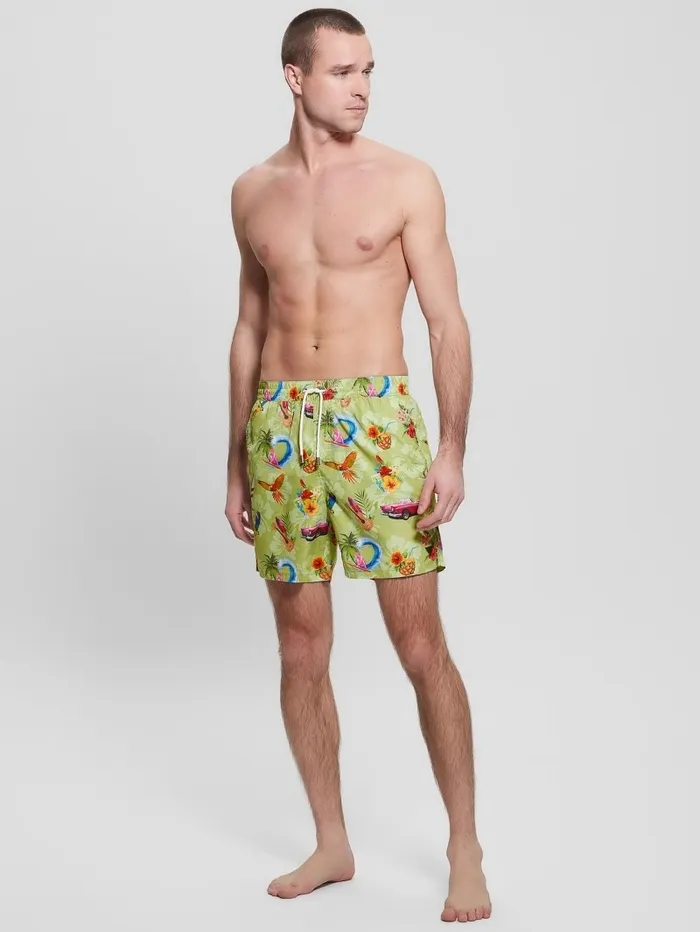 Eco Hawaii Woven Swim Trunks Hawaii Print Men Pants and Shorts GUESS