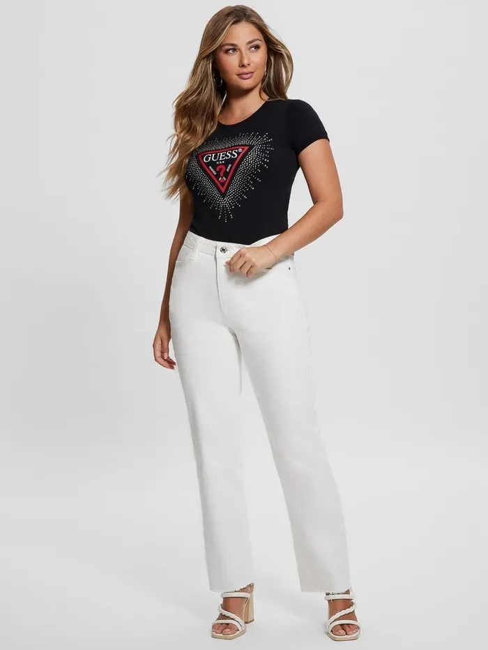 Eco Signature Rhinestone Tee Black Tops GUESS Women