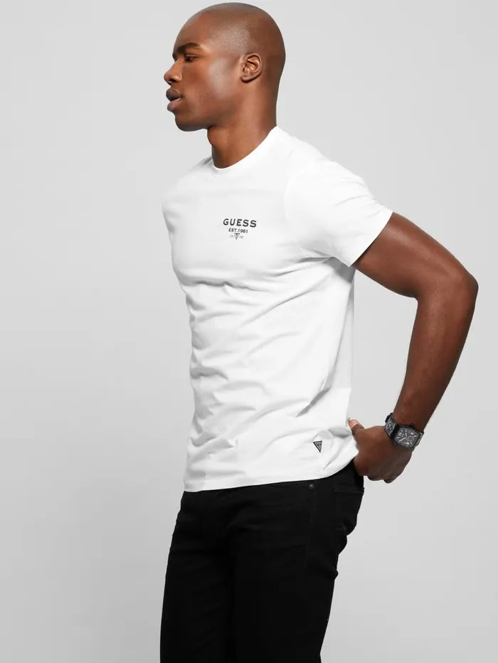 Eco Signature Tee Pure White Men TShirts and Tanks GUESS Eco Signature Tee Pure White Men TShirts and Tanks GUESS