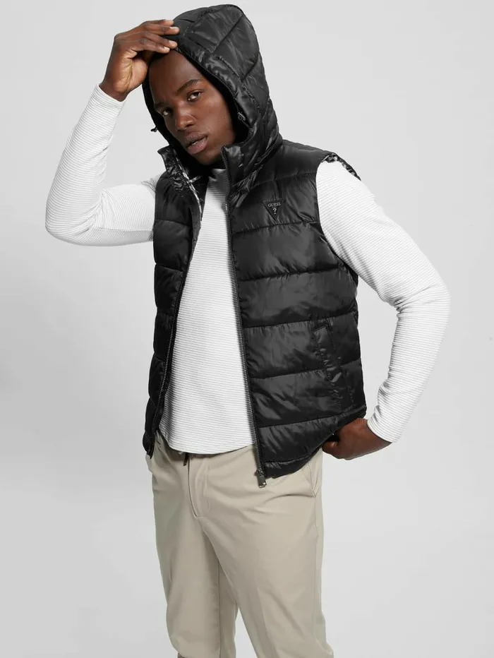 Eco Super Light Puffer Vest Black Jackets and Coats GUESS Men Eco Super Light Puffer Vest Black Jackets and Coats GUESS Men