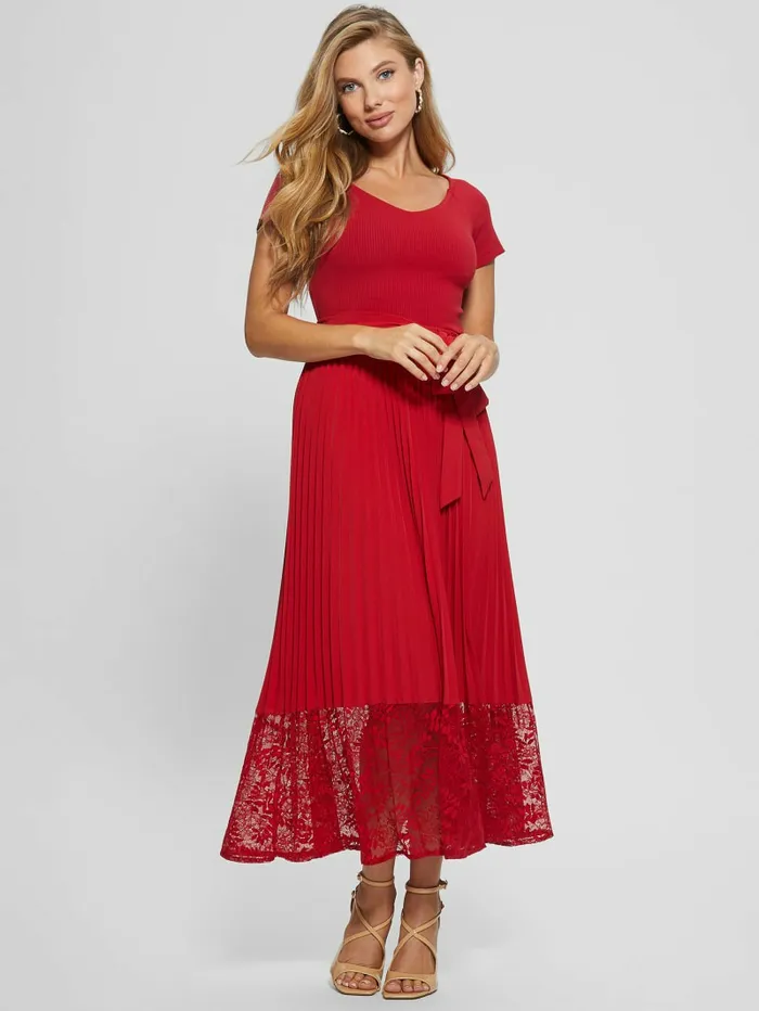 Eco Tiana OfftheShoulder Dress Chili Red Women Dresses and Jumpsuits GUESS