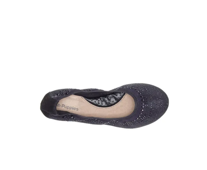 Flats and SlipOns Chaste Ballet Black Stud Hush Puppies Women
