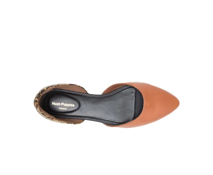 Flats and SlipOns Hush Puppies Women Sadie D8217Orsay Tan Leathercheetah