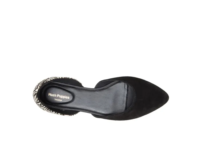 Flats and SlipOns Sadie D8217Orsay Black Suedezebra Hush Puppies Women