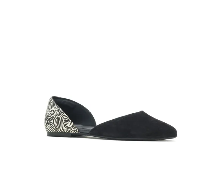 Flats and SlipOns Sadie D8217Orsay Black Suedezebra Hush Puppies Women