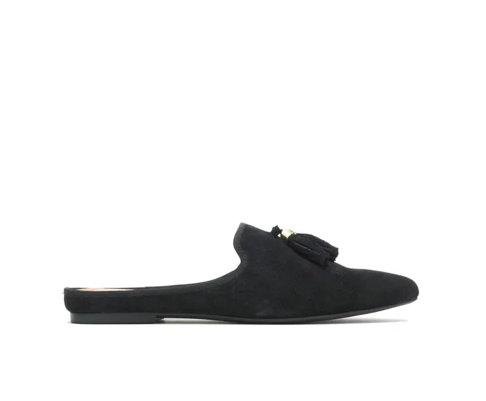 Flats and SlipOns Sadie Tassel Mule Black Suede Hush Puppies Women