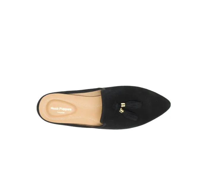Flats and SlipOns Sadie Tassel Mule Black Suede Hush Puppies Women Flats and SlipOns Sadie Tassel Mule Black Suede Hush Puppies Women