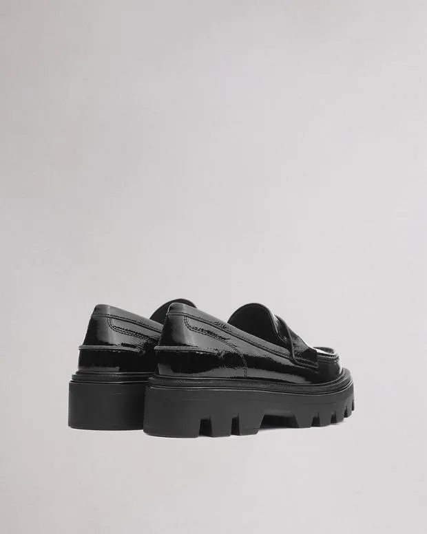 Flats rag and bone Women Quinn Leather Loafer Black PatentTaupe Patent