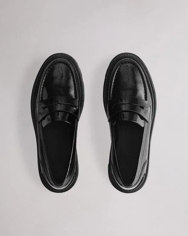 Flats rag and bone Women Quinn Leather Loafer Black PatentTaupe Patent
