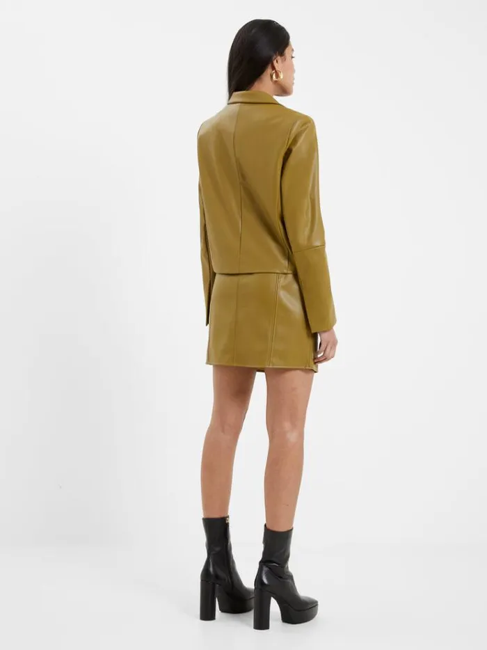 French Connection Coats and Jackets Crolenda Pu LaceUp Cropped Blazer Nutria 8211 Woman