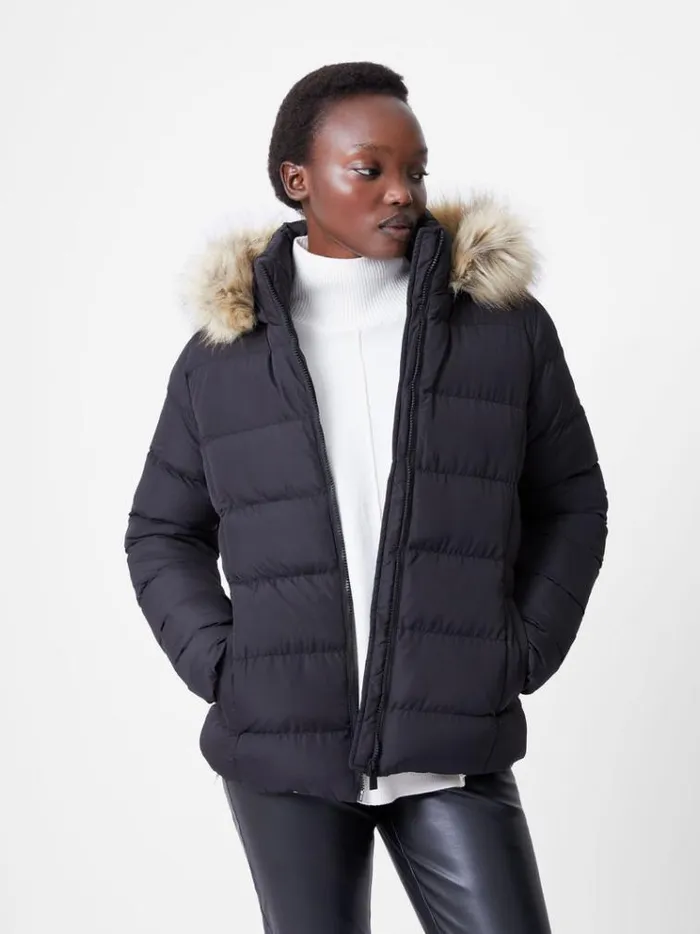 French Connection Coats and Jackets Faux Fur Hooded Puffer Jacket Black 8211 Woman French Connection Coats and Jackets Faux Fur Hooded Puffer Jacket Black 8211 Woman