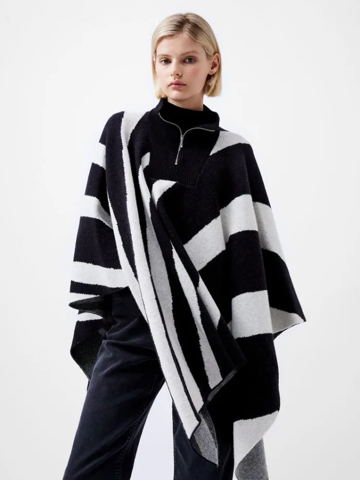 French Connection Coats and Jackets Julianna Knit Poncho Blackoutclass Cream 8211 Woman French Connection Coats and Jackets Julianna Knit Poncho Blackoutclass Cream 8211 Woman
