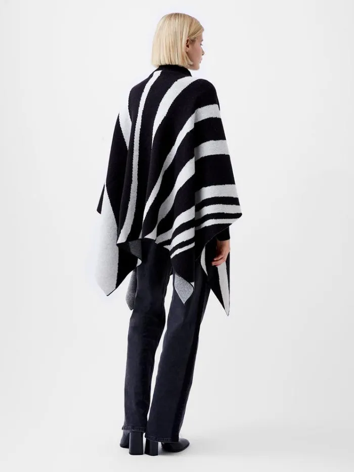 French Connection Coats and Jackets Julianna Knit Poncho Blackoutclass Cream 8211 Woman