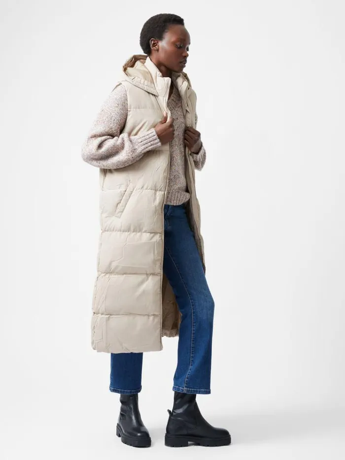 French Connection Coats and Jackets Row Long Gilet Putty 8211 Woman