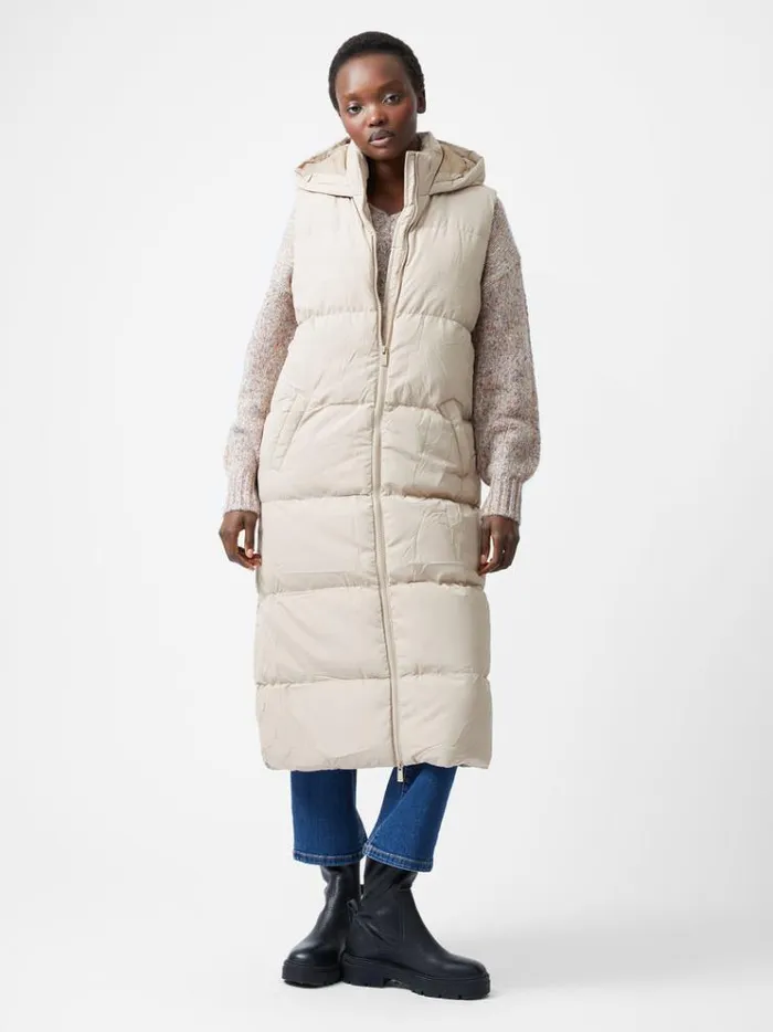 French Connection Coats and Jackets Row Long Gilet Putty 8211 Woman