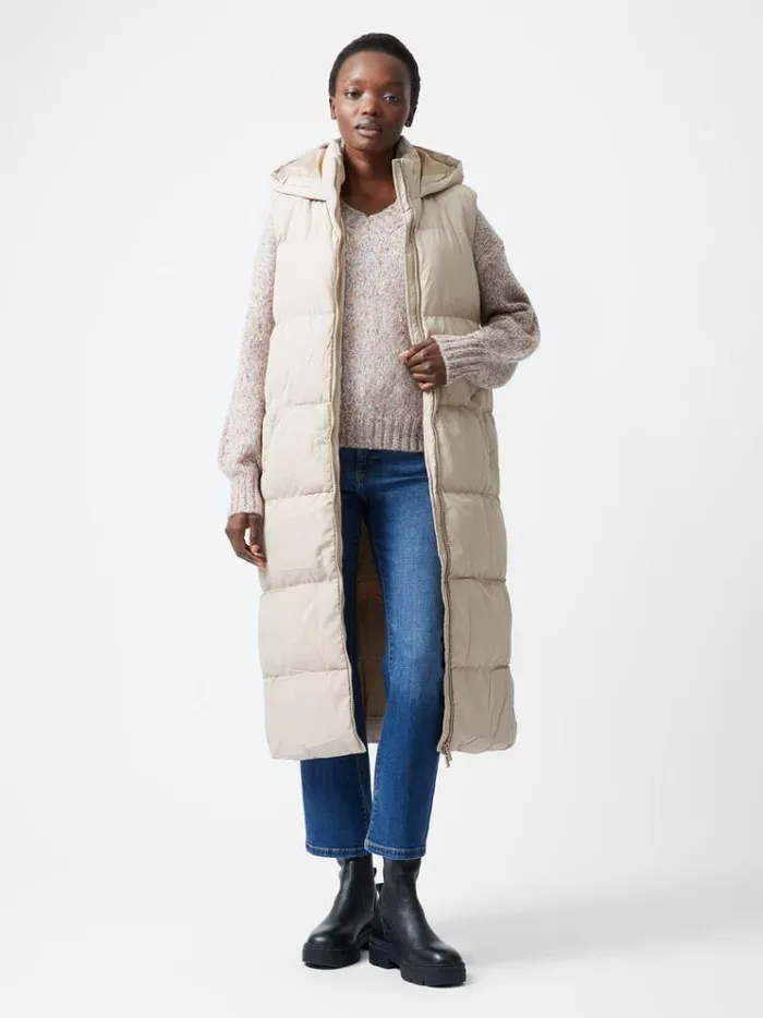 French Connection Coats and Jackets Row Long Gilet Putty 8211 Woman