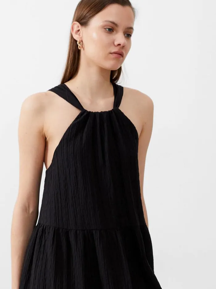 French Connection Dresses Aleska Textured Midaxi Dress Black 8211 Woman