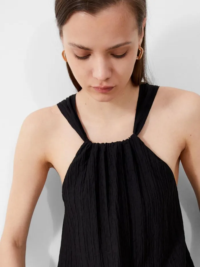 French Connection Dresses Aleska Textured Midaxi Dress Black 8211 Woman