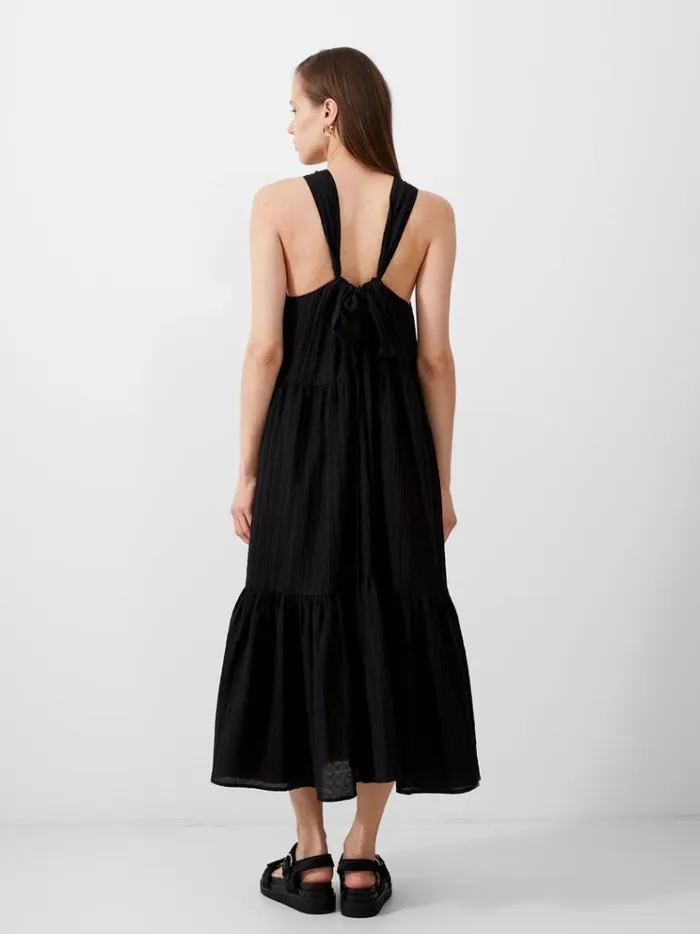 French Connection Dresses Aleska Textured Midaxi Dress Black 8211 Woman