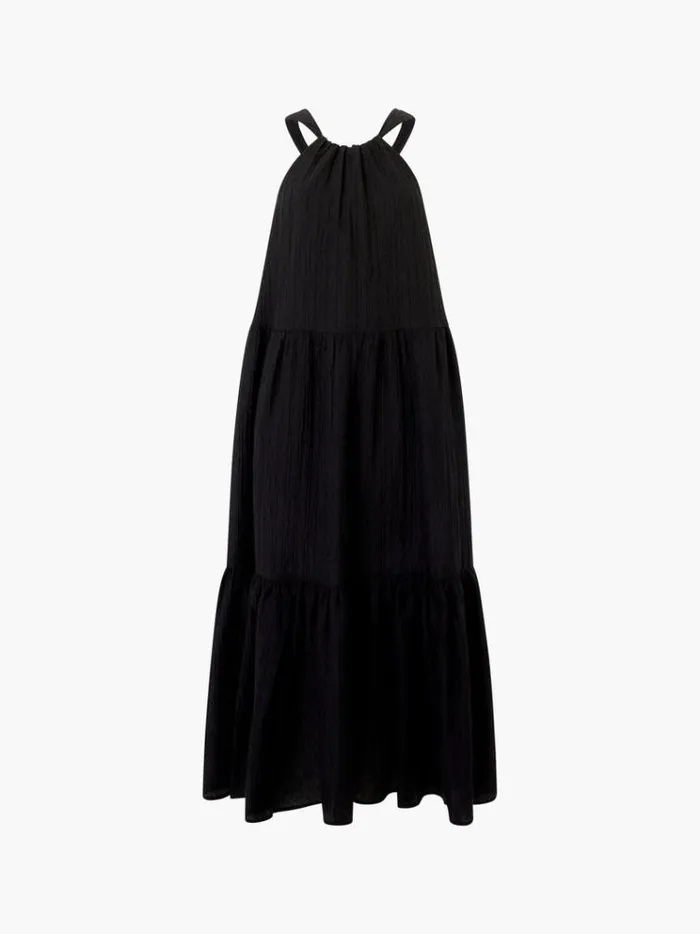 French Connection Dresses Aleska Textured Midaxi Dress Black 8211 Woman