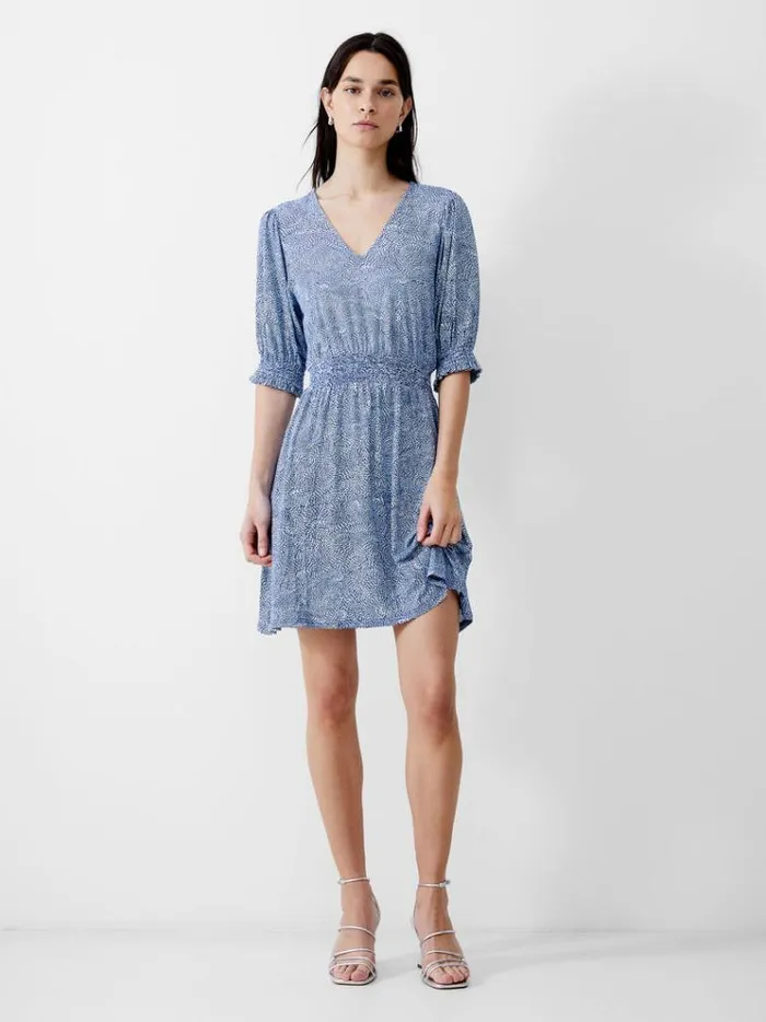 French Connection Dresses Bernice Shirred Mini Dress Placidbluedknvywht 8211 Woman French Connection Dresses Bernice Shirred Mini Dress Placidbluedknvywht 8211 Woman