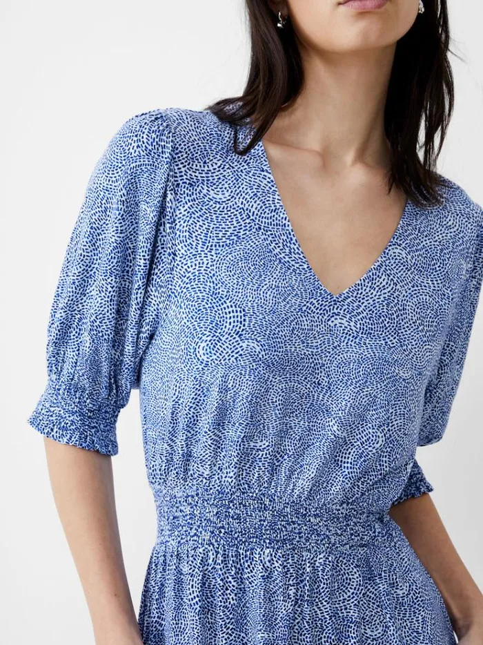 French Connection Dresses Bernice Shirred Mini Dress Placidbluedknvywht 8211 Woman
