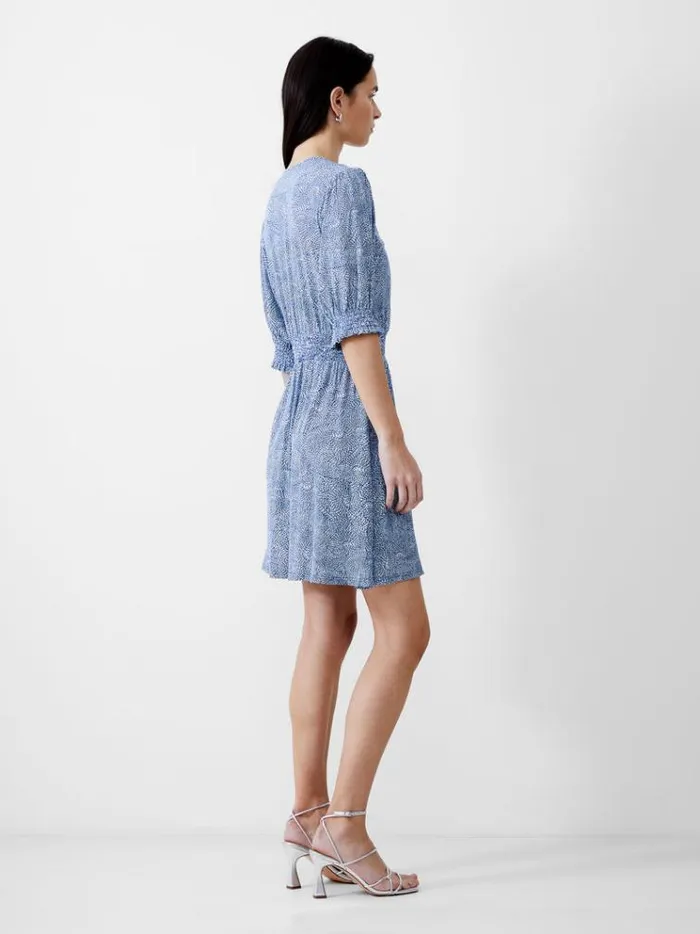 French Connection Dresses Bernice Shirred Mini Dress Placidbluedknvywht 8211 Woman