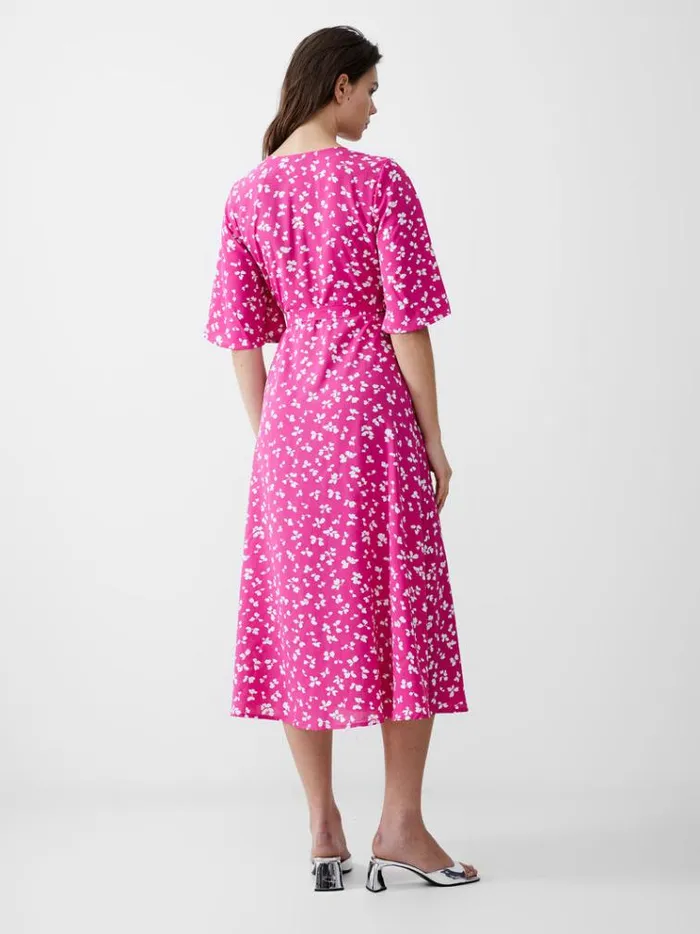French Connection Dresses Bonita Wrap Angel Dress Wild Rosawhite 8211 Woman