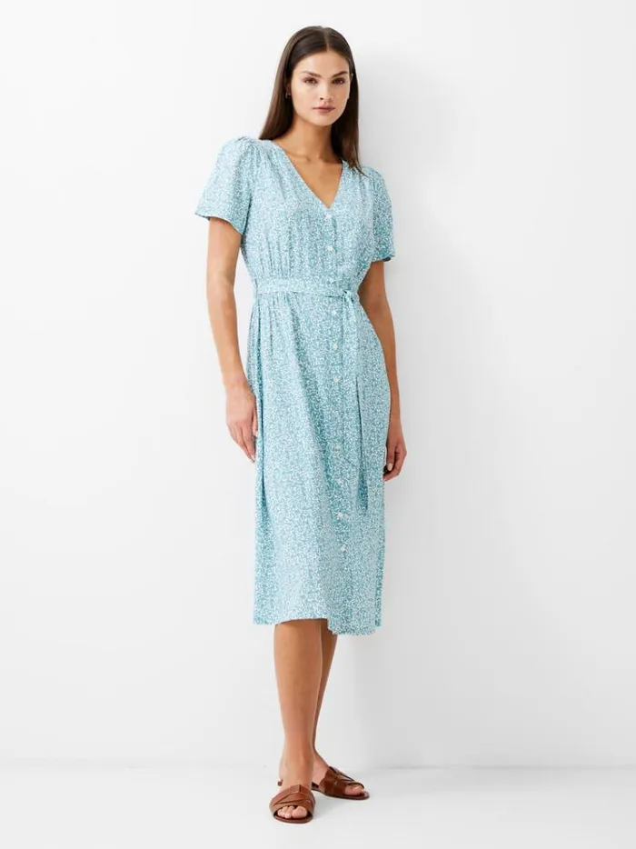 French Connection Dresses Breya Button Midi Dress Still Water 8211 Woman