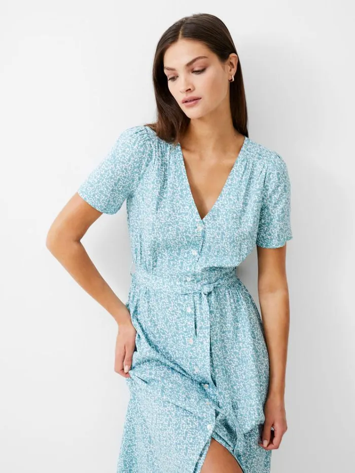 French Connection Dresses Breya Button Midi Dress Still Water 8211 Woman