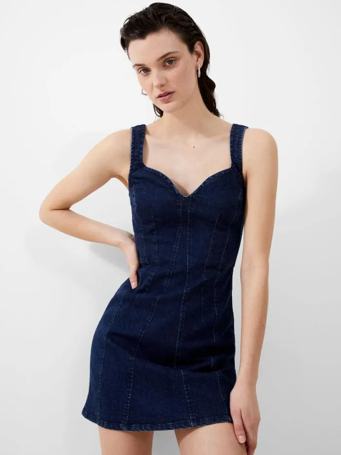French Connection Dresses Cara Denim Mini Dress Mid Wash 8211 Woman
