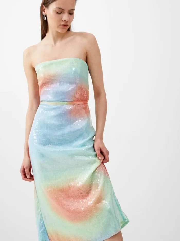 French Connection Dresses Carwen Anisha Sequin Strapless Dress Blue Mist 8211 Woman French Connection Dresses Carwen Anisha Sequin Strapless Dress Blue Mist 8211 Woman
