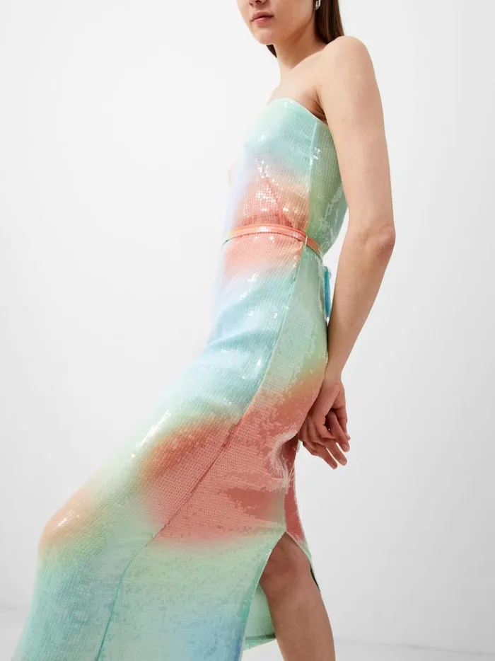 French Connection Dresses Carwen Anisha Sequin Strapless Dress Blue Mist 8211 Woman