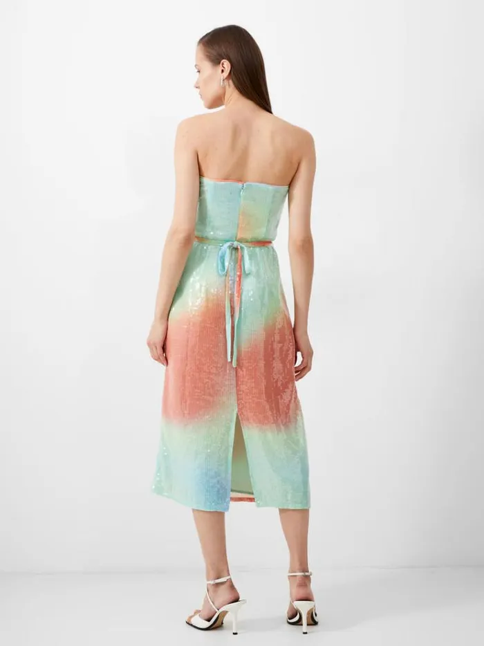French Connection Dresses Carwen Anisha Sequin Strapless Dress Blue Mist 8211 Woman