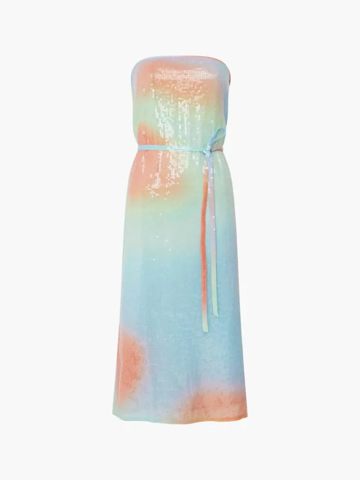 French Connection Dresses Carwen Anisha Sequin Strapless Dress Blue Mist 8211 Woman