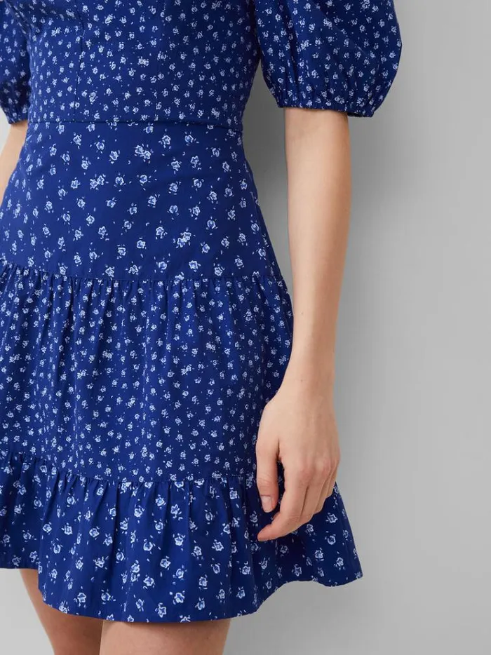 French Connection Dresses Cotton Printed Sweetheart Mini Dress Cobalt 8211 Woman