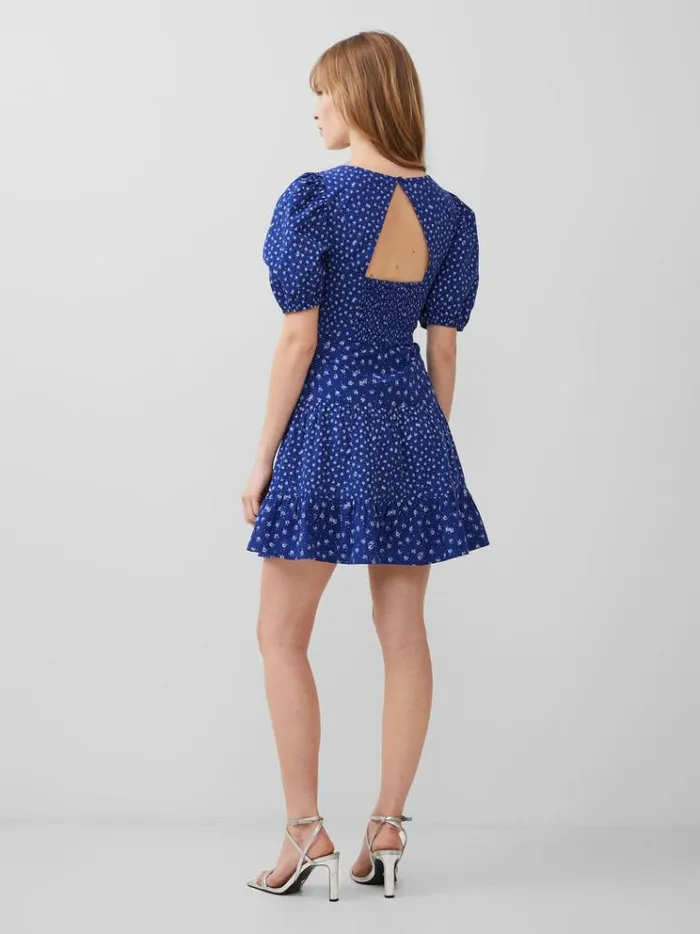 French Connection Dresses Cotton Printed Sweetheart Mini Dress Cobalt 8211 Woman