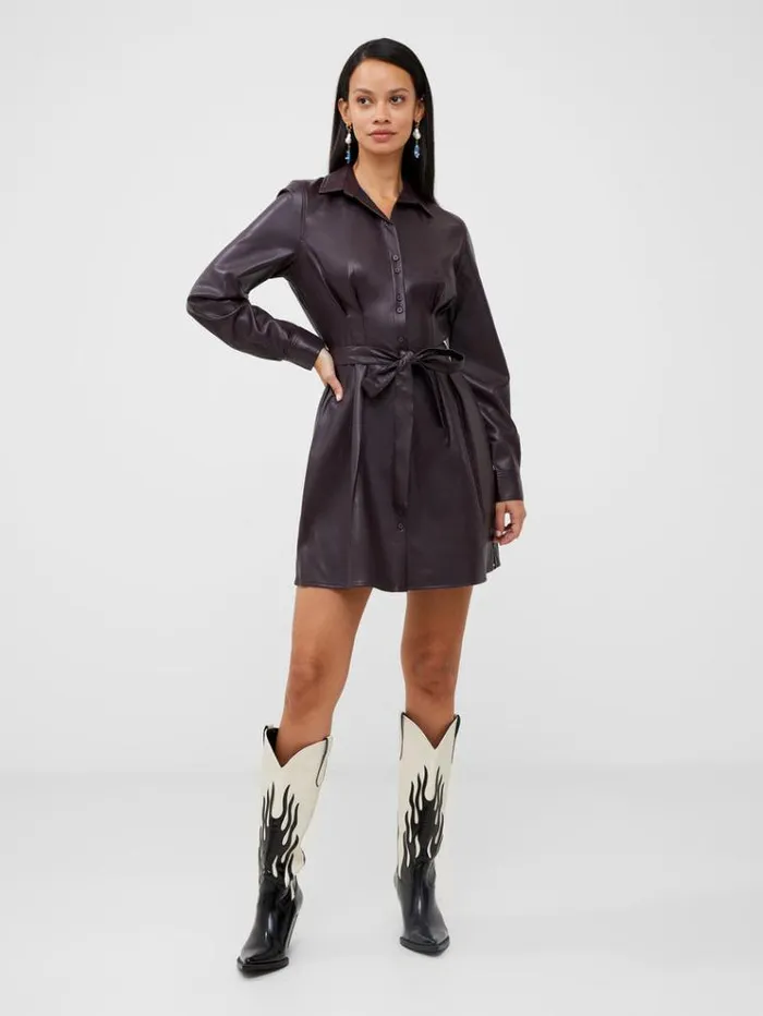 French Connection Dresses Crolenda Pu Belted Shirt Dress Decadence 8211 Woman