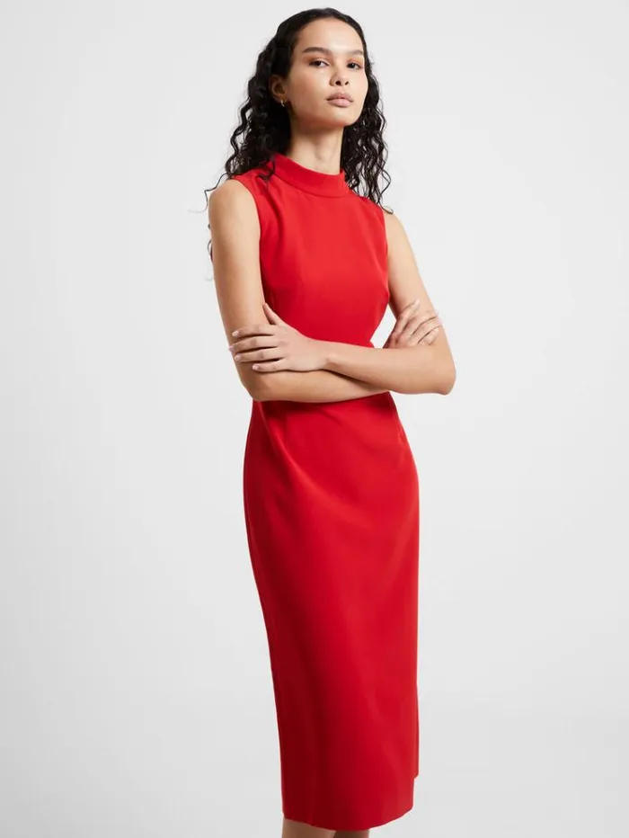 French Connection Dresses Echo Crepe Mock Neck Dress Warm Red 8211 Woman