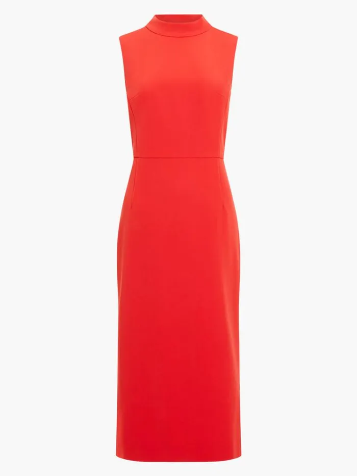 French Connection Dresses Echo Crepe Mock Neck Dress Warm Red 8211 Woman