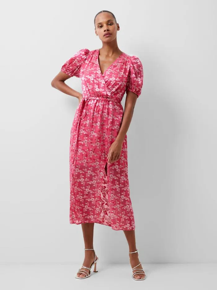 French Connection Dresses Elianna Devore Midi Dress Raspberry Sorbetaza 8211 Woman