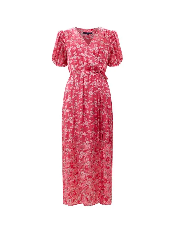 French Connection Dresses Elianna Devore Midi Dress Raspberry Sorbetaza 8211 Woman