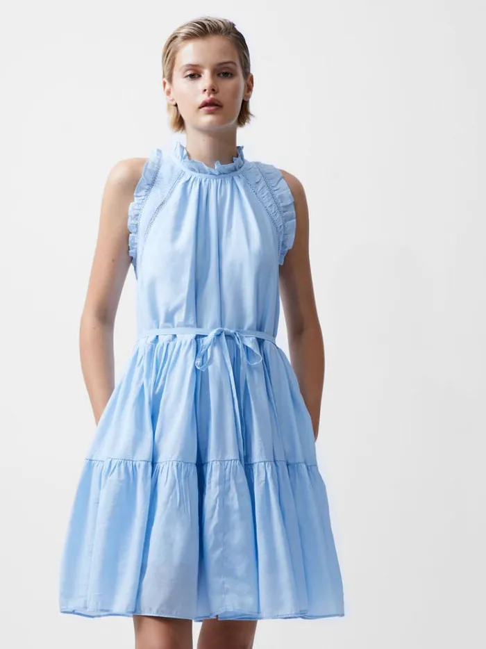 French Connection Dresses Emily Tiered Flared Mini Dress Cashmere Blue 8211 Woman French Connection Dresses Emily Tiered Flared Mini Dress Cashmere Blue 8211 Woman