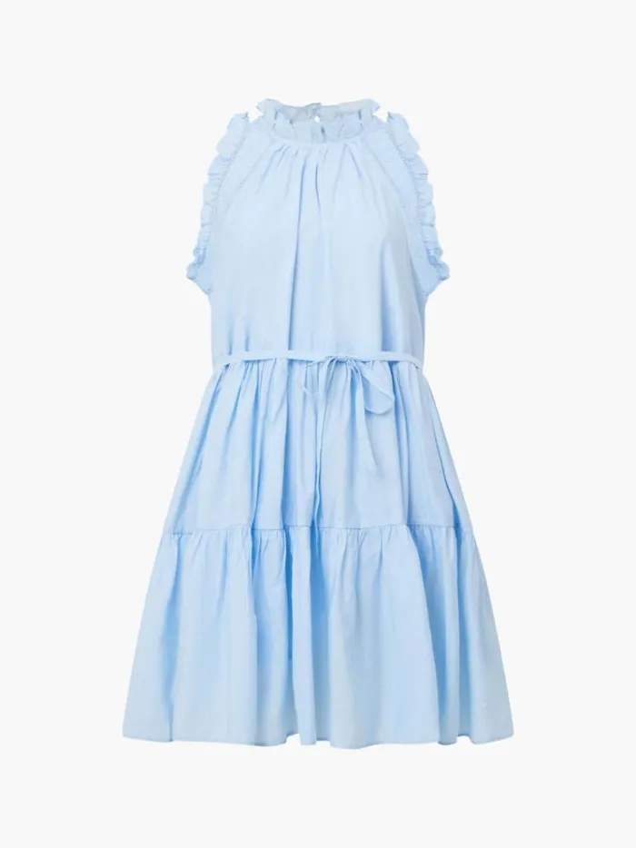 French Connection Dresses Emily Tiered Flared Mini Dress Cashmere Blue 8211 Woman