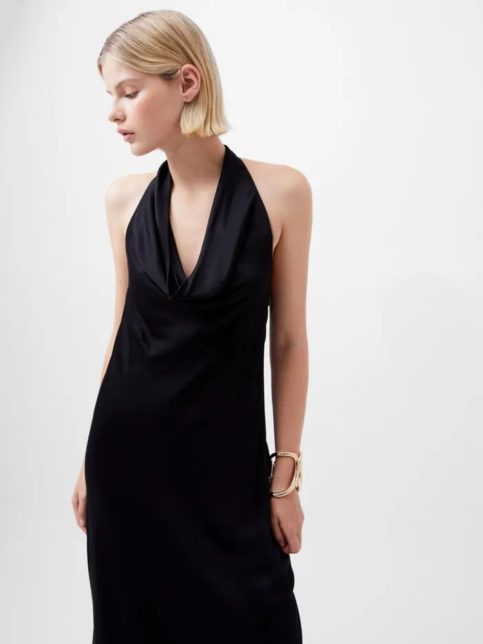 French Connection Dresses Ennis Eco Satin Halterneck Midi Dress Black 8211 Woman French Connection Dresses Ennis Eco Satin Halterneck Midi Dress Black 8211 Woman
