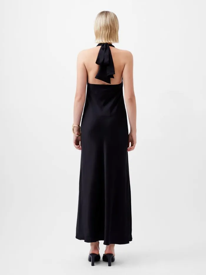 French Connection Dresses Ennis Eco Satin Halterneck Midi Dress Black 8211 Woman