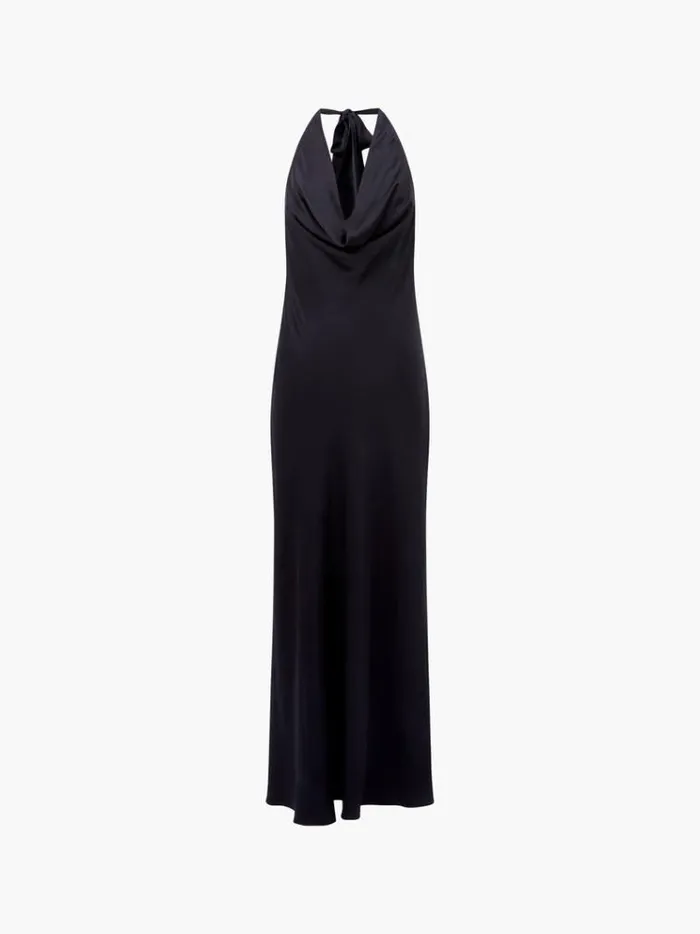 French Connection Dresses Ennis Eco Satin Halterneck Midi Dress Black 8211 Woman