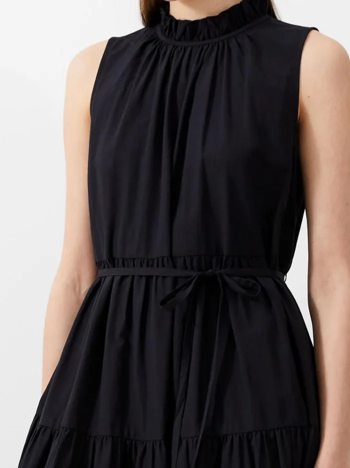 French Connection Dresses Era Poplin Midi Dress Blackout 8211 Woman