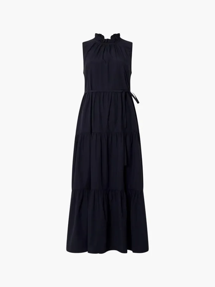 French Connection Dresses Era Poplin Midi Dress Blackout 8211 Woman
