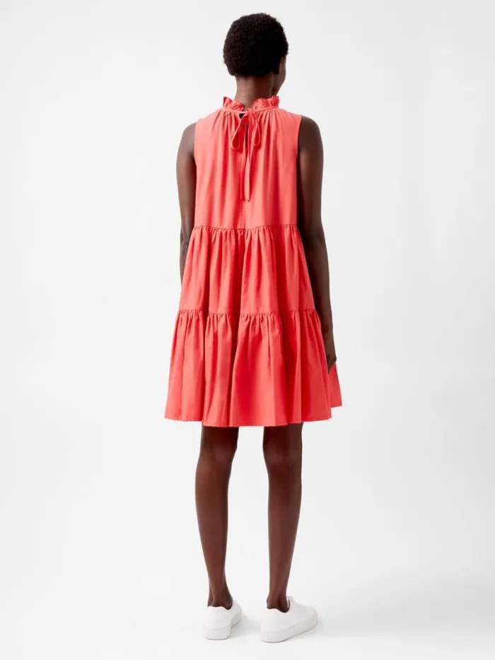 French Connection Dresses Era Poplin Sleeveless High Neck Mini Dress Cayenne Red 8211 Woman